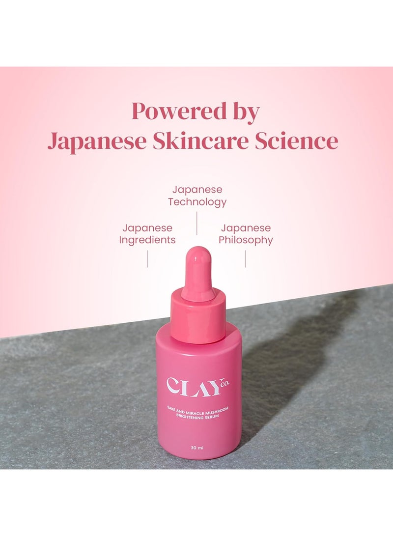 Clayco Sake and Miracle Mushroom Brightening Serum with Niacinamide, Kojic Acid & Alpha Arbutin | Depigmentation, dark spots and age spots | Japanese Skincare Routine For Men & Women | Vegan & Sulphate Free (30 ml) - Image 4