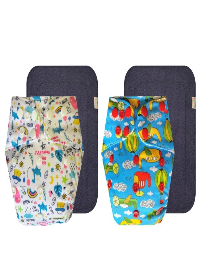 حفاضات قماشية فاخرة من دمبلدو مع حشوة رمادية (عبوة من قطعتين) | ناعمة ولطيفة | تسمح بمرور الهواء | أزرار كبس قابلة للتعديل | ضرورية للاستخدام اليومي | من 3 أشهر إلى 3 سنوات | مناسبة للجنسين - Image 1