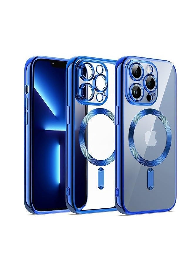 ten.tech Transparent Magnetic Protection Cover Compatible with MagSafe for iPhone 12 Pro Max Mobile Phone, Anti-Shock and Anti-Scratches, and Camera Lens Protector (blue) by Tin Tech  - Image 1