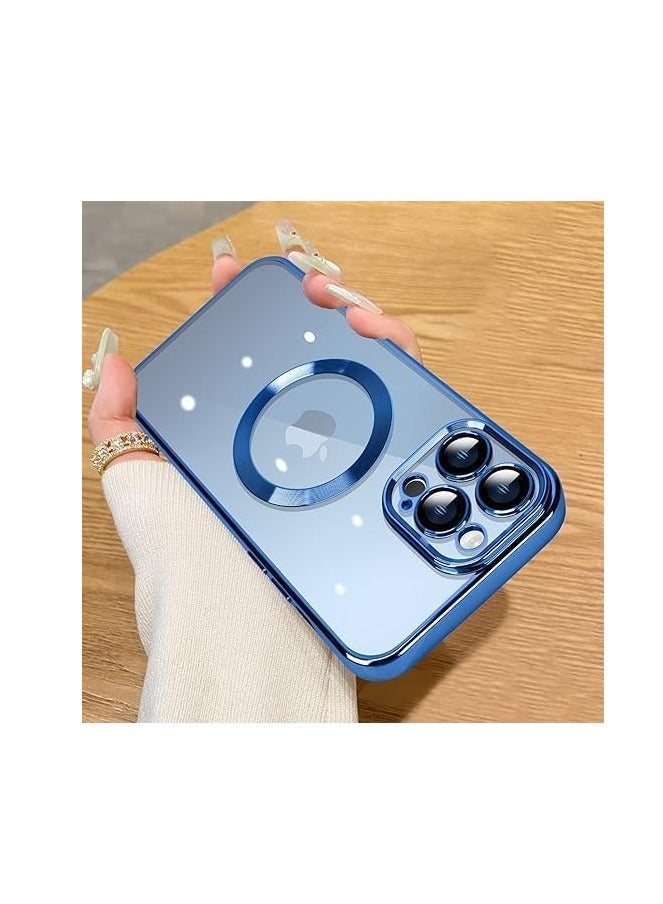ten.tech Transparent Magnetic Protection Cover Compatible with MagSafe for iPhone 12 Pro Max Mobile Phone, Anti-Shock and Anti-Scratches, and Camera Lens Protector (blue) by Tin Tech  - Image 2