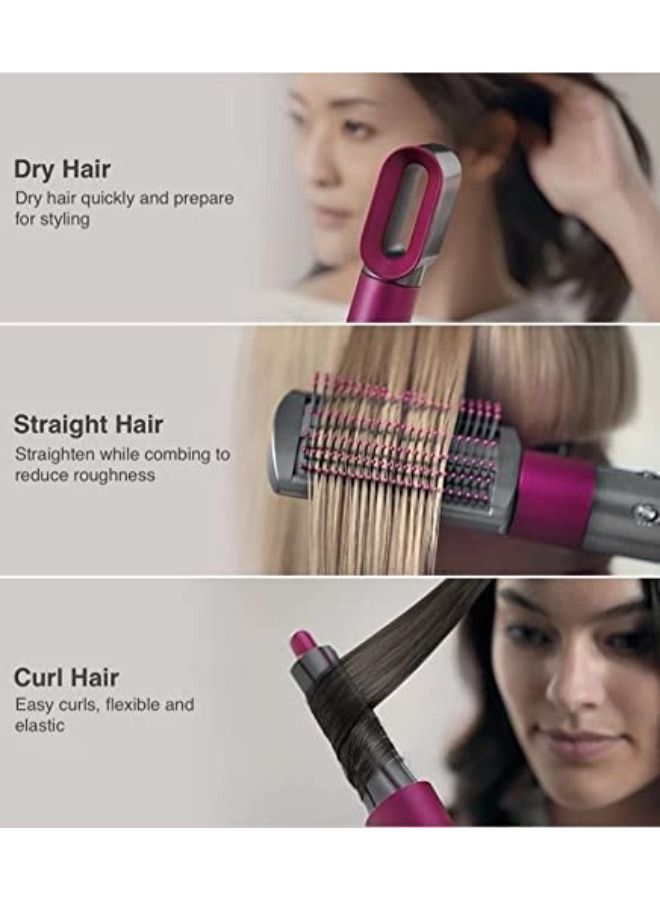 SHOPI 5 In 1 Hair Curler Rotating Hair Dryer Hair Straightener Comb Curling Brush 5 interchangeable barrels, 3 adjustable modes, 30S heating, smoothing iron styling tools - Image 4