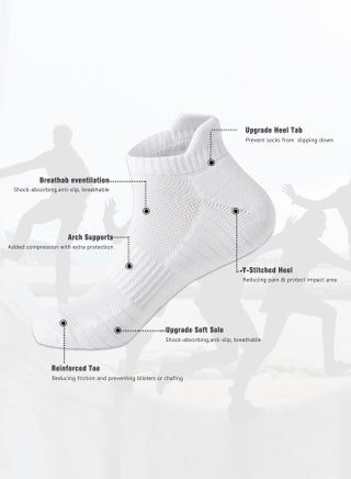 Performance Men's Athletic Socks (5-Pack) - Pure White - Low Cut, Ultra-Comfort Cushioned, Breathable & Sweat-Wicking, Odor-Resistant - Ideal for Active Lifestyles & Sports - view 2