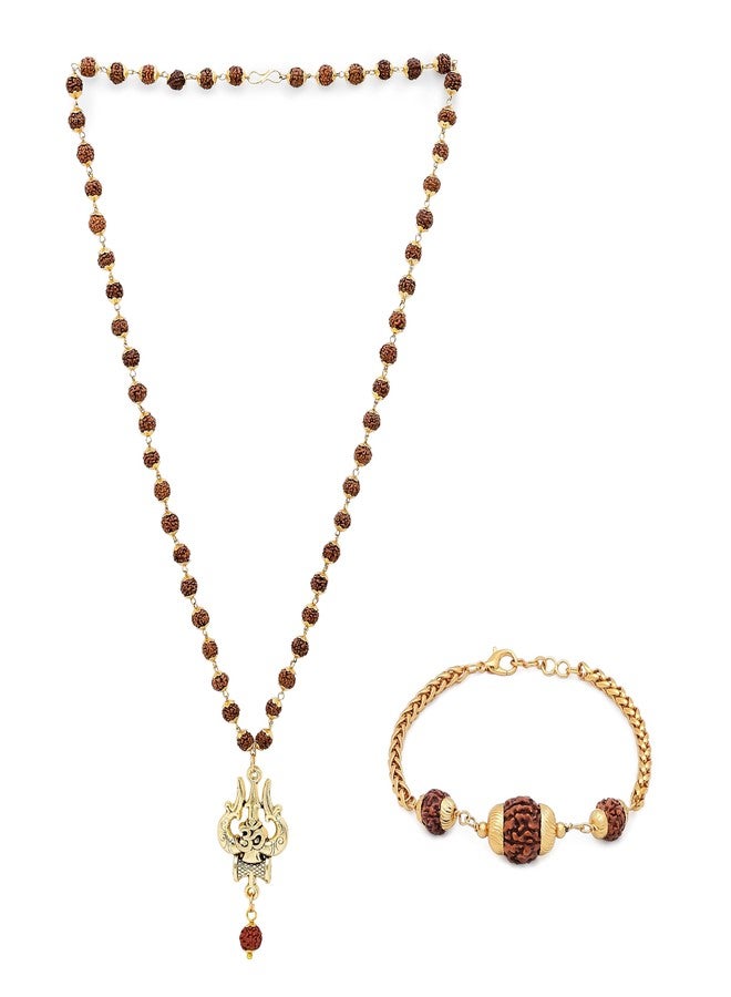 Divine Hindu Om Shiva Divine Rudraksha Mala & Bracelet Combo | 5 Mukhi Rudraksha Beads Japa Mala with Wrist Bracelet | Spiritual Prayer Mala for Pooja, Protection & Positive Energy For Men & Women - Image 2