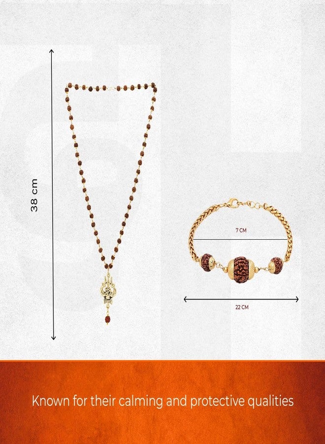 Divine Hindu Om Shiva Divine Rudraksha Mala & Bracelet Combo | 5 Mukhi Rudraksha Beads Japa Mala with Wrist Bracelet | Spiritual Prayer Mala for Pooja, Protection & Positive Energy For Men & Women - Image 3