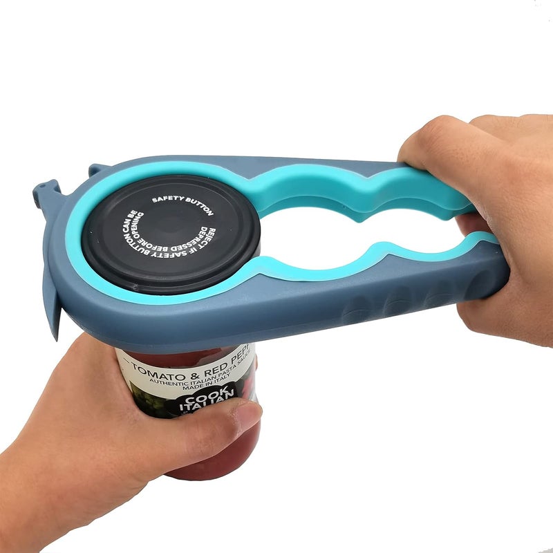Otstar Jar Opener Bottle Opener and Can Opener for Weak hands, Seniors with Arthritis and Anyone with Low Strength, Mutil Jar Opener Get Lids Off Easily (Blue and Grey) - Image 1