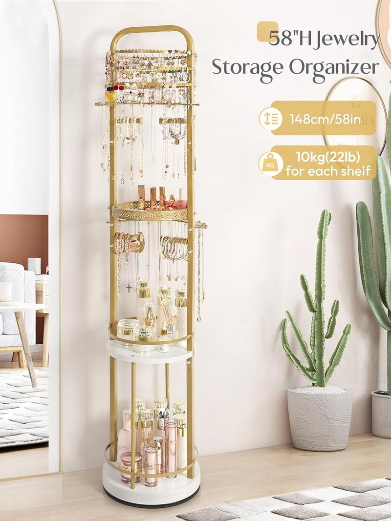 SOLIMINTR Rotating Jewelry Organizer with Earring and Necklace Holder - Image 4