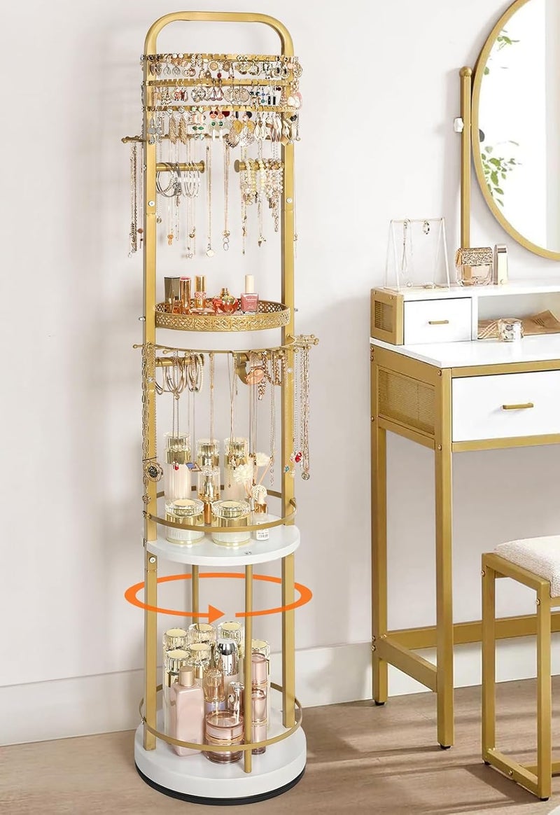 SOLIMINTR Rotating Jewelry Organizer with Earring and Necklace Holder - Image 1
