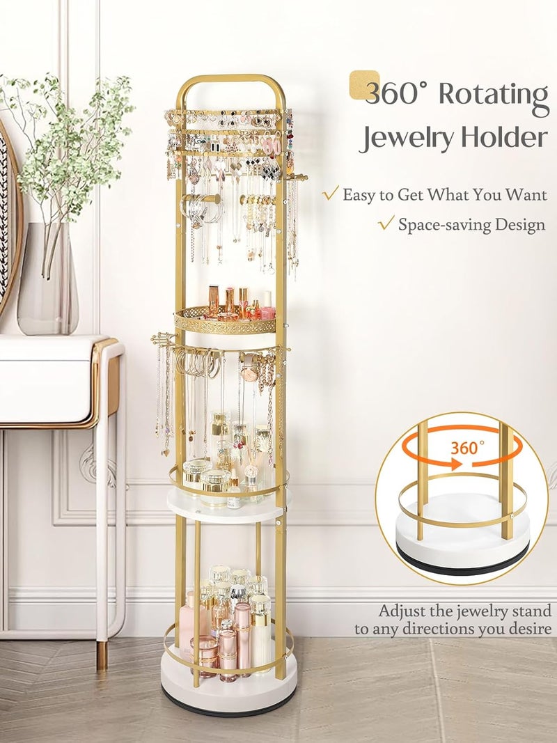 SOLIMINTR Rotating Jewelry Organizer with Earring and Necklace Holder - Image 3