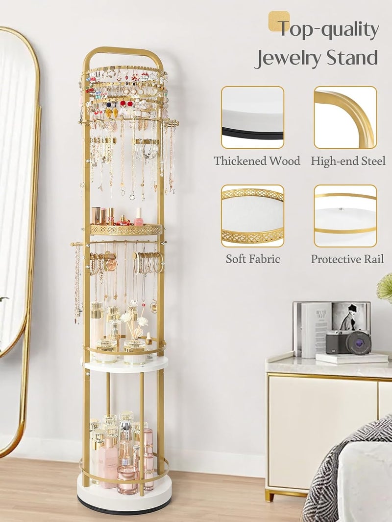 SOLIMINTR Rotating Jewelry Organizer with Earring and Necklace Holder - Image 5