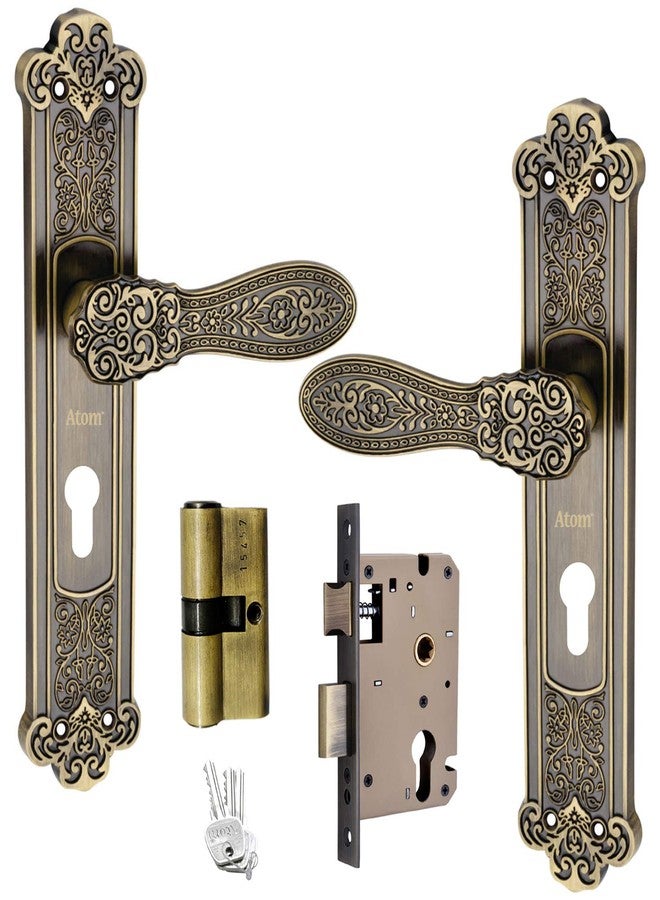 Atom Heavy Duty Mortise Door Lock with Both Sided Key for Bedroom, Living Room, Main Door, Brass Antique Finish | 3 Keys | Lockset for House Hotel Office(O49CYBSK) - Image 1