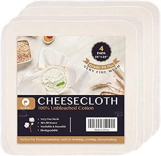 S.CENG S.CENG Precut Cheesecloth, 25 x 25' 4 Pack, Weave 50 x 50, Ultra Fine Muslin Cloth for Straining & Cooking, 100% Combed  - Image 1