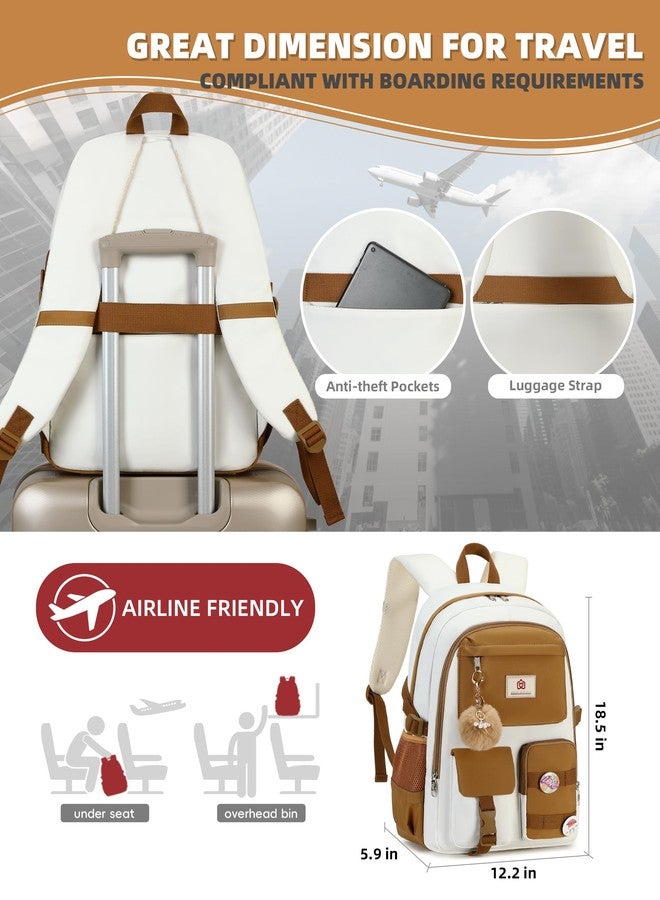 Hidds Laptop Backpack For College Women Elementary Middle High School Bag Teen Girls Bookbag Travel Daypack Backpacks, Brown Beige, Large, School Backpack, College Bookbag, Daypack Backpacks,travel Backpack - Image 5