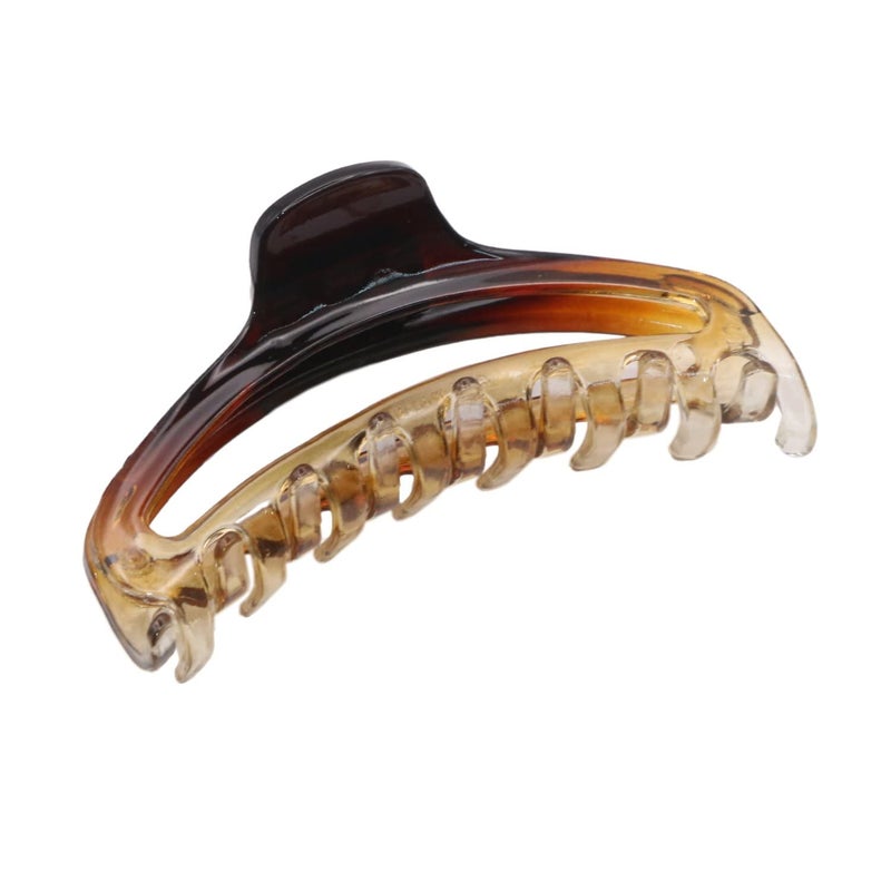 Parcelona French Slim Double Shaded Crystal Clear Tortoise Brown Shell Celluloid Small 2 34 Hairgrips Claw Clip Clamp Clutcher for Fine Hair for Women and Girls