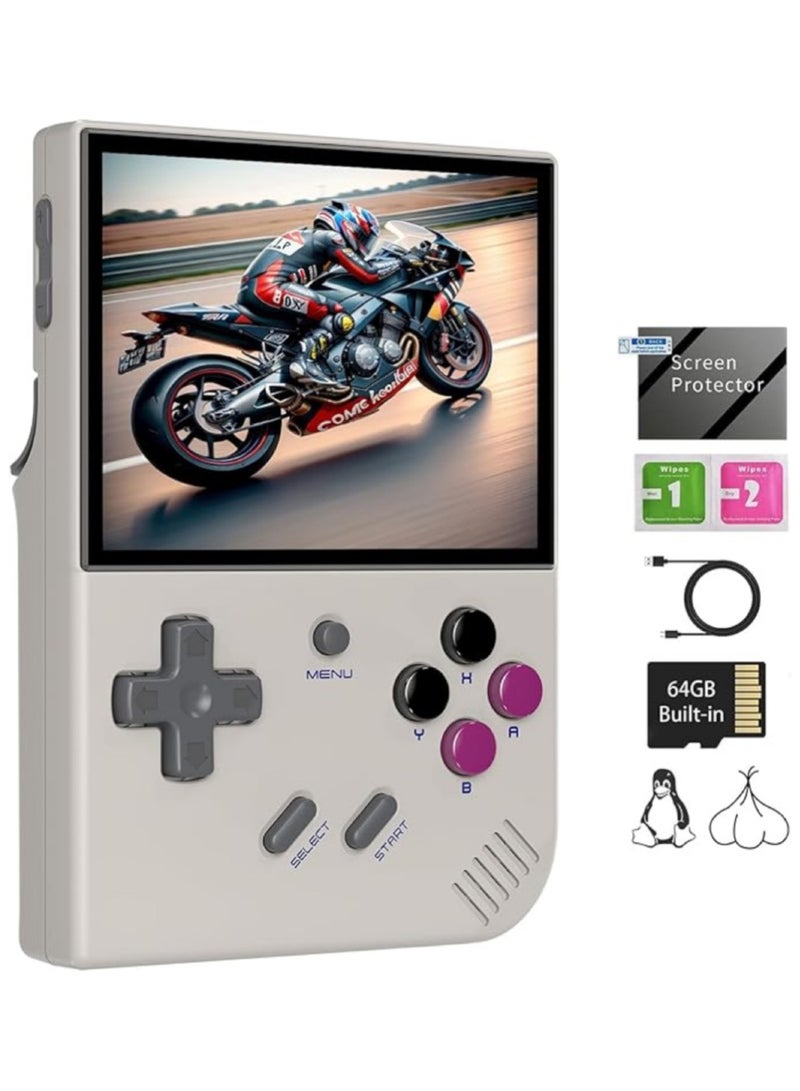 أنبيرنيك ANBERNIC RG35XX وحدة تحكم ألعاب محمولة جديدة بنظام Linux ومخرج HDTV وشاشة IPS مقاس 3.5 بوصة وبطاقة TF سعة 64 جيجابايت و5500+ لعبة كلاسيكية وبطارية 2600 مللي أمبير في الساعة باللون الرمادي - Image 1