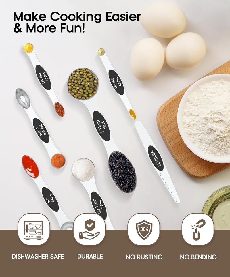MTRoyaldia MTROYALDIA 8 PCS 304 Stainless Steel Measuring Spoons Set 8 Pieces Magnetic Measuring Spoons for Cooking Baking Coffee Sugar Salt for Liquid Wet and Dry Ingredients Black  - Image 5