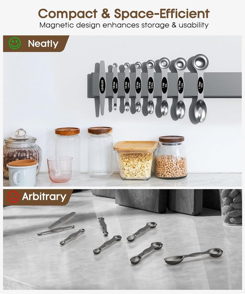 MTRoyaldia MTROYALDIA 8 PCS 304 Stainless Steel Measuring Spoons Set 8 Pieces Magnetic Measuring Spoons for Cooking Baking Coffee Sugar Salt for Liquid Wet and Dry Ingredients Black  - Image 4