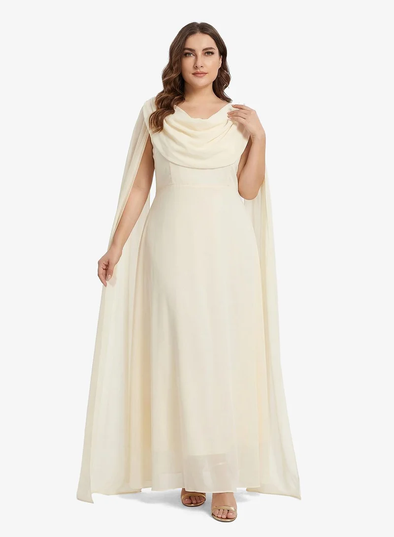 Plus Size Cowl Neck Dress With Trail