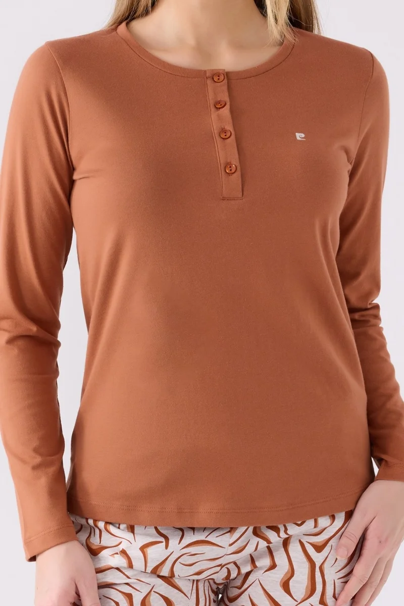 pierre cardin Double Pajama Set Light Brown - Supreme