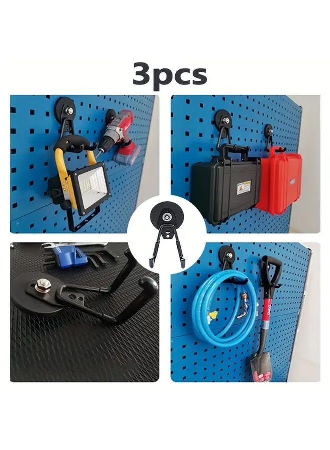 Black 3pcs Heavy Duty Metal Wall Mounted Magnetic Hooks Rust Resistant for Garage Storage Home Garden - Image 3