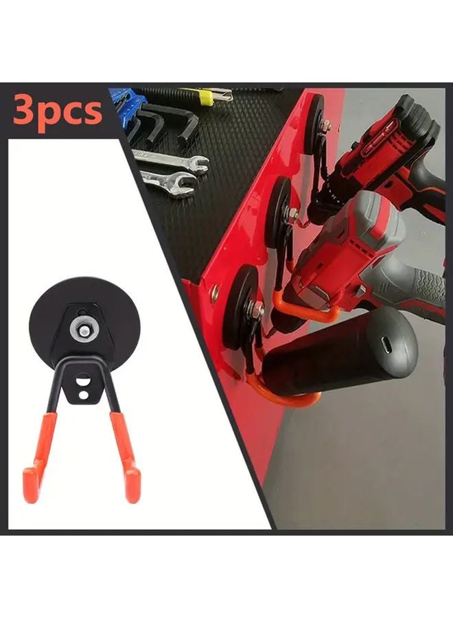 Black 3pcs Heavy Duty Metal Wall Mounted Magnetic Hooks Rust Resistant for Garage Storage Home Garden - Image 2