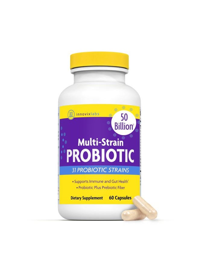 HPN - Multi Strain Probiotics for Women & Men - Probiotic Supplement - 50 Billion CFU - Gut Health, Immune Support, Digestion, Lactobacillus Acidophilus, Prebiotics and Probiotics, 60 Capsules - Image 1