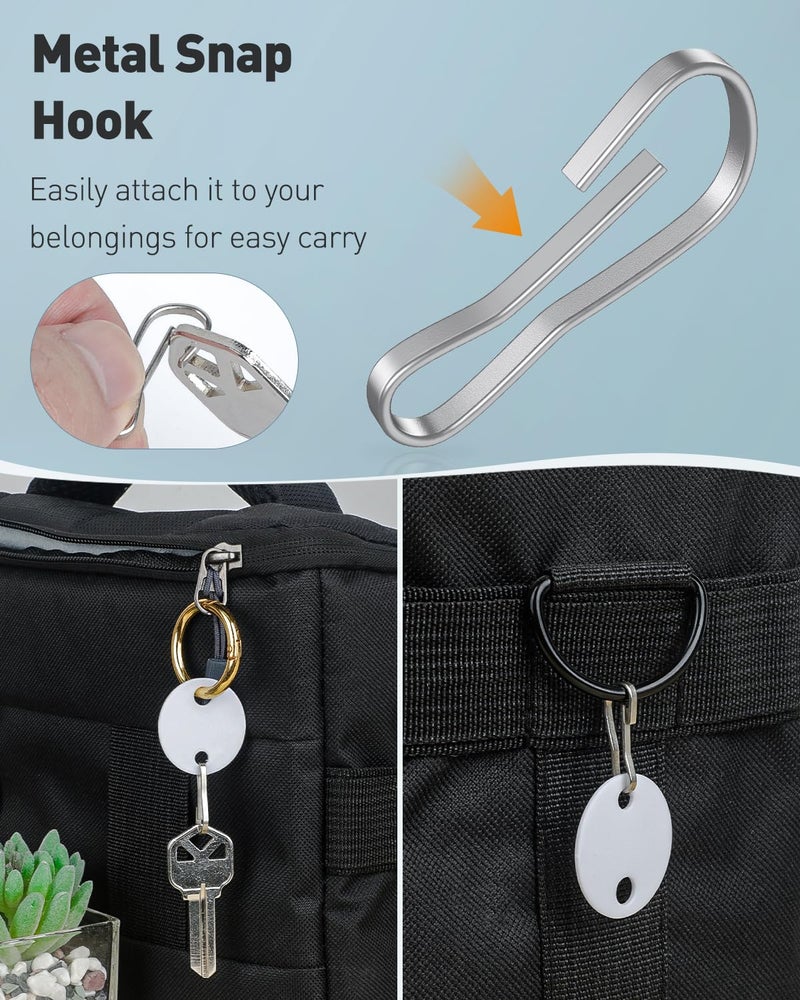 Uniclife 50 Pcs Key Tags 1 Inch Plastic Key Chain Tags with Metal Snap Hooks Double-Sided Writable White Tags Sturdy Key Item Identifiers for Home and Office - Image 3