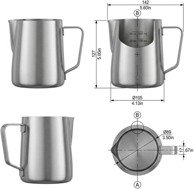 راتلوير 1 Rattleware إبريق خفق الحليب المحفور 32 أونصة ستانلس ستيل لفن اللاتيه والإسبريسو - Image 4