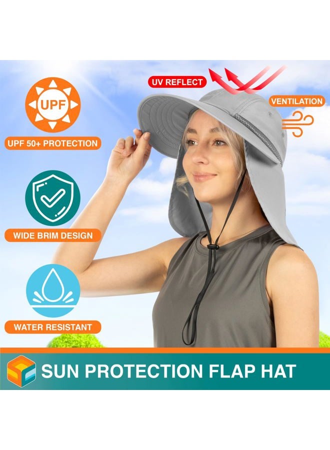 Suncube Women Hiking Fishing Hat | UV Protection Sun Hat | Ponytail Waterproof Foldable Wide Brim Neck Flap String | Summer Outdoor Camping Beach Safari Teen Ladies Cooling Mesh Cap UPF50+ Ligh - Image 2