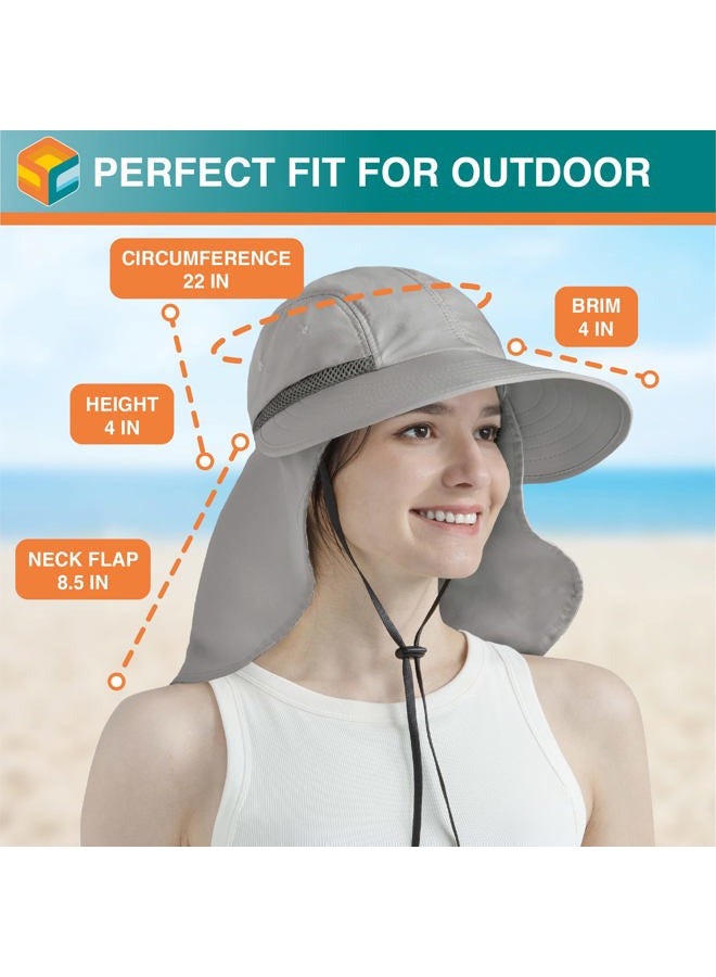 Suncube Women Hiking Fishing Hat | UV Protection Sun Hat | Ponytail Waterproof Foldable Wide Brim Neck Flap String | Summer Outdoor Camping Beach Safari Teen Ladies Cooling Mesh Cap UPF50+ Ligh - Image 5