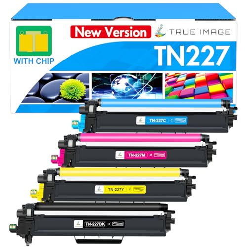 TRUE IMAGE TN227 TN-227BK/C/M/Y High Yield Toner Cartridge 4 Pack: TN-223BK/C/M/Y Compatible for Brother TN223 TN-227 TN 227BK/C/M/Y 227 for HL-L3290CDW HL-L3270CDW MFC-L3770CDW HL-L3210CW MFC-L3750CDW Printer - Image 1
