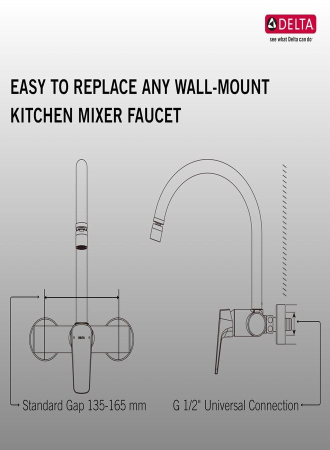 Delta Faucet Wall Mount Kitchen Faucet Mixer I 10 Year Warranty I Ixa Jive Single Handle Multi-Function Kitchen Sink Tap I 360° Swivel Spout I Durable Kitchen Tap I Chrome - 44004-SQ - Image 2
