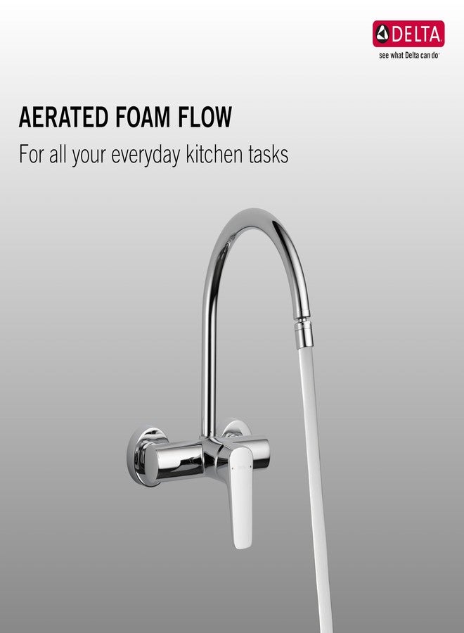 Delta Faucet Wall Mount Kitchen Faucet Mixer I 10 Year Warranty I Ixa Jive Single Handle Multi-Function Kitchen Sink Tap I 360° Swivel Spout I Durable Kitchen Tap I Chrome - 44004-SQ - Image 5