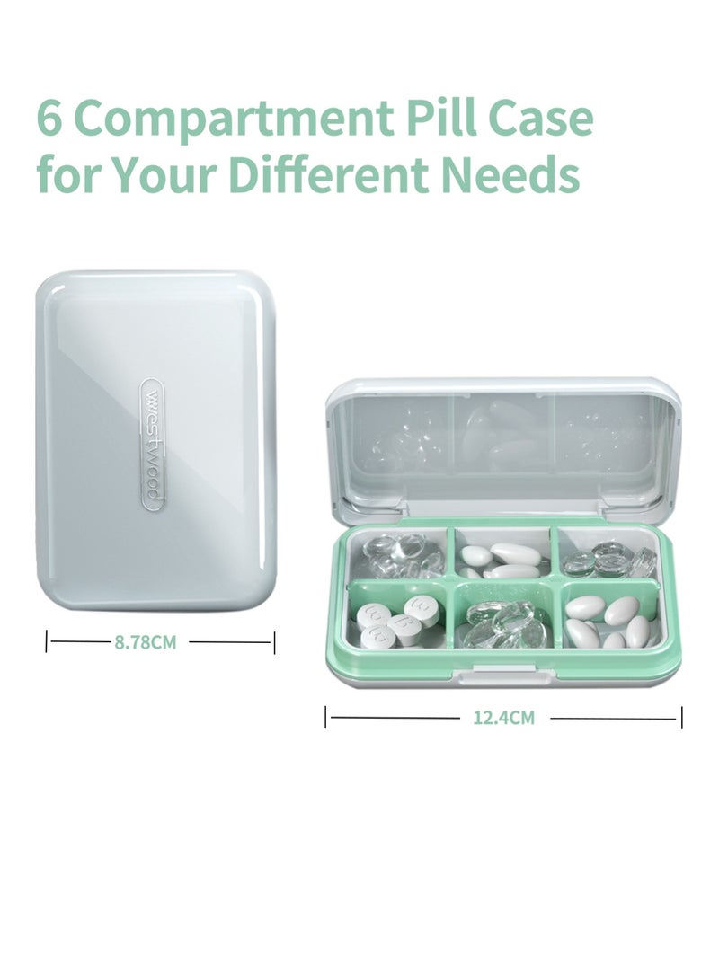 YOONISPRO Pill Organizer Portable Travel Storage Medicine Box for Vitamins Fish Oils and a Variety of Pills Fits in Purse Pocket(White, 6 Compartments) - Image 4