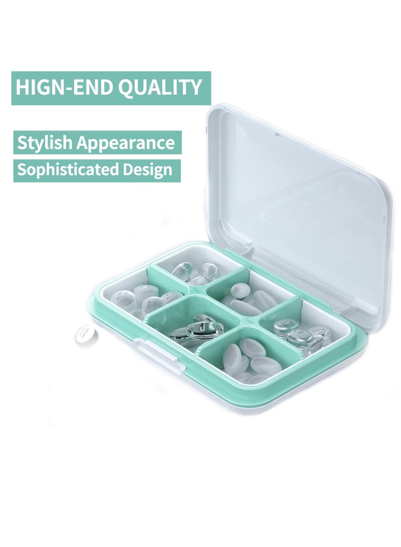 YOONISPRO Pill Organizer Portable Travel Storage Medicine Box for Vitamins Fish Oils and a Variety of Pills Fits in Purse Pocket(White, 6 Compartments) - Image 3