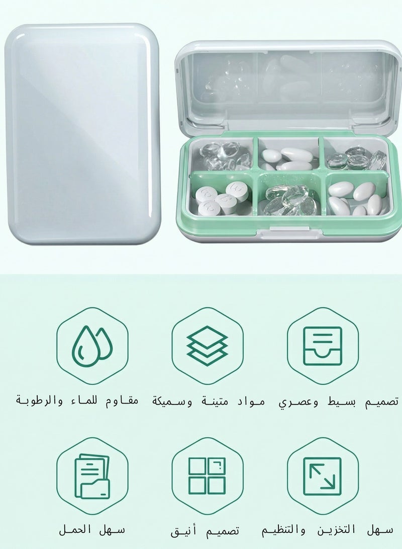 YOONISPRO Pill Organizer Portable Travel Storage Medicine Box for Vitamins Fish Oils and a Variety of Pills Fits in Purse Pocket(White, 6 Compartments) - Image 5