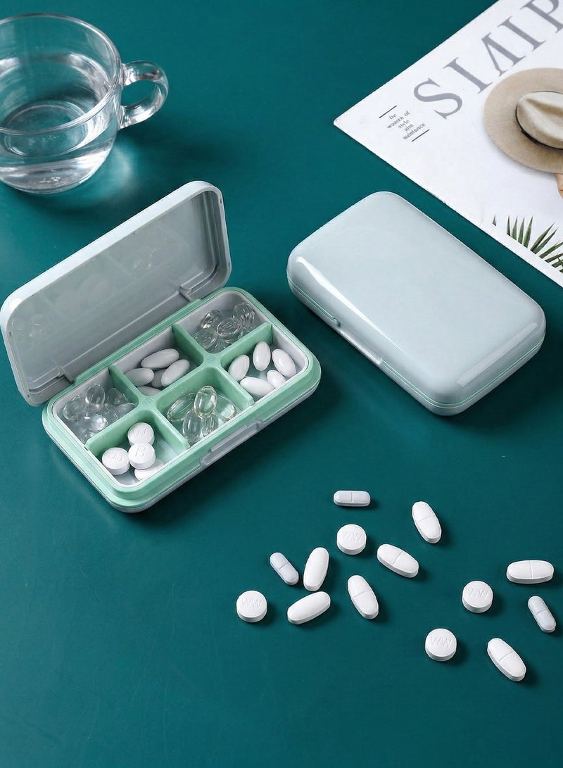 YOONISPRO Pill Organizer Portable Travel Storage Medicine Box for Vitamins Fish Oils and a Variety of Pills Fits in Purse Pocket(White, 6 Compartments) - Image 3