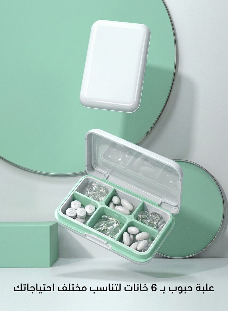 YOONISPRO Pill Organizer Portable Travel Storage Medicine Box for Vitamins Fish Oils and a Variety of Pills Fits in Purse Pocket(White, 6 Compartments) - Image 1