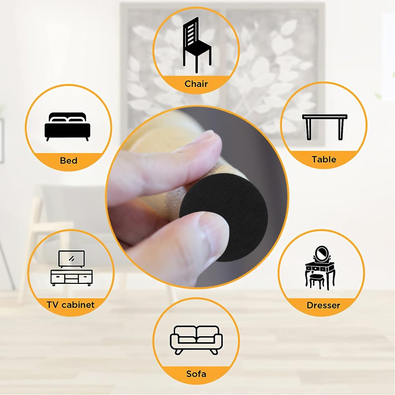 Black Adhesive Felt Furniture Pads 50pcs Chair Leg Protectors Non Slip Floor Guards - Image 5