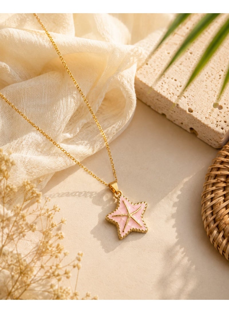 Shein The Waterproof Pure 316 Stainless Steel Starfish Necklace - Free Size, A Statement of Marine Elegance - Image 2
