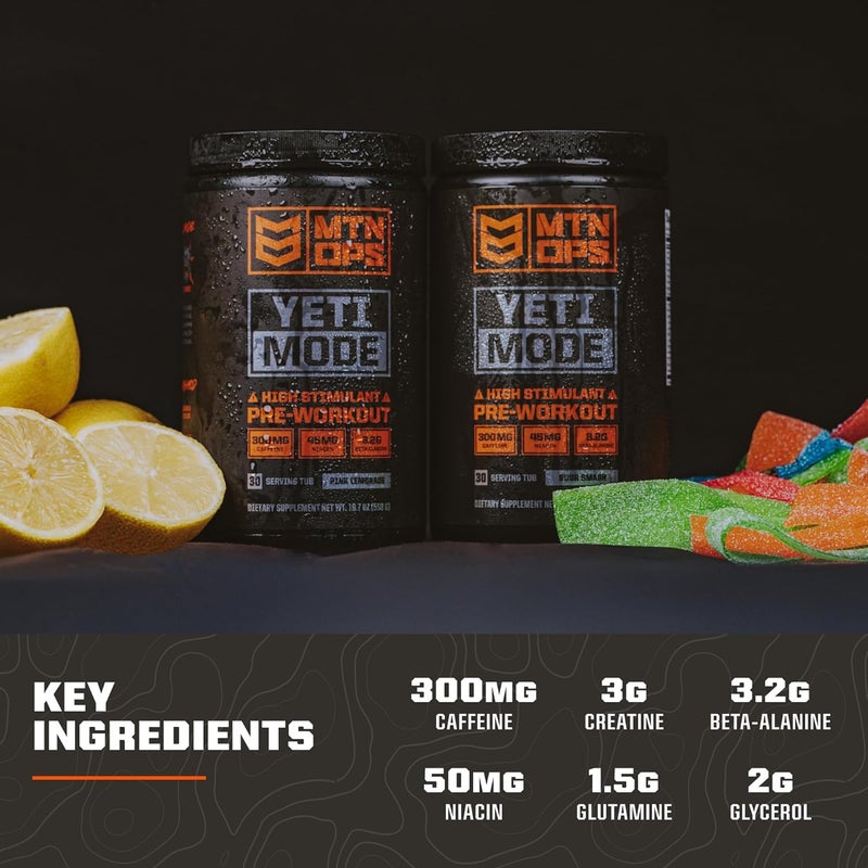 MTN OPS Yeti Mode PreWorkout Powder  Explosive HighStimulant with 300mg Caffeine Creatine Monohydrate BetaAlanine and 45mg Niacin  Pink Lemonade Flavor in 30 Serving Tub - Image 5