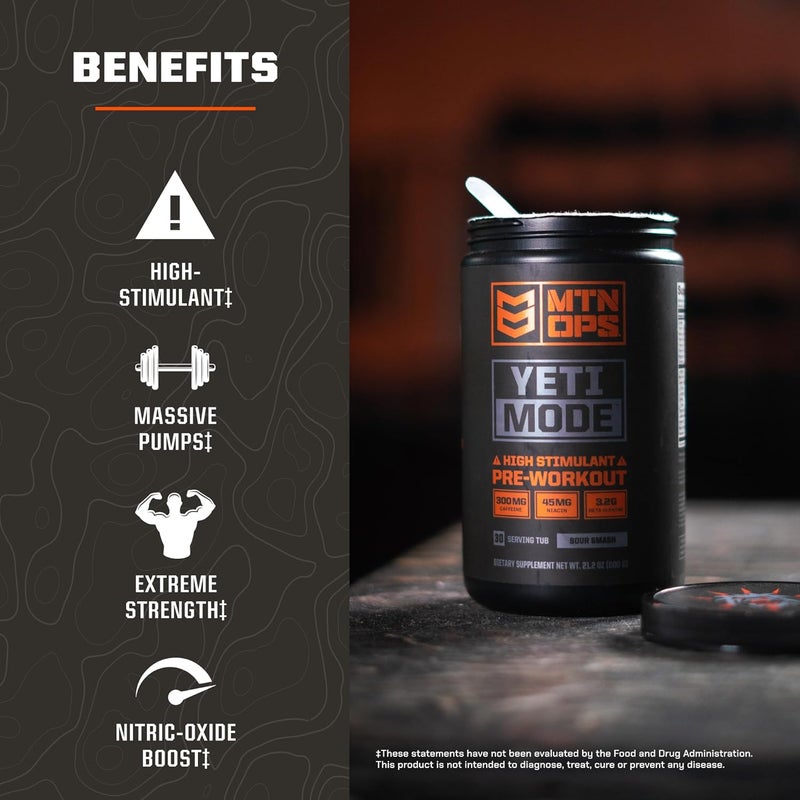 MTN OPS Yeti Mode PreWorkout Powder  Explosive HighStimulant with 300mg Caffeine Creatine Monohydrate BetaAlanine and 45mg Niacin  Pink Lemonade Flavor in 30 Serving Tub - Image 4
