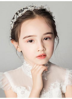 BERYUAN Flower Girls Pearls Crystal Rhinestone Headband Silver Crystal Rhinstone Tiara Princess Flower Pearls Rhinestone Headpiece Pearls Rhinestone Wedding Hair Accessories For Brides Brideamaid  - Image 3