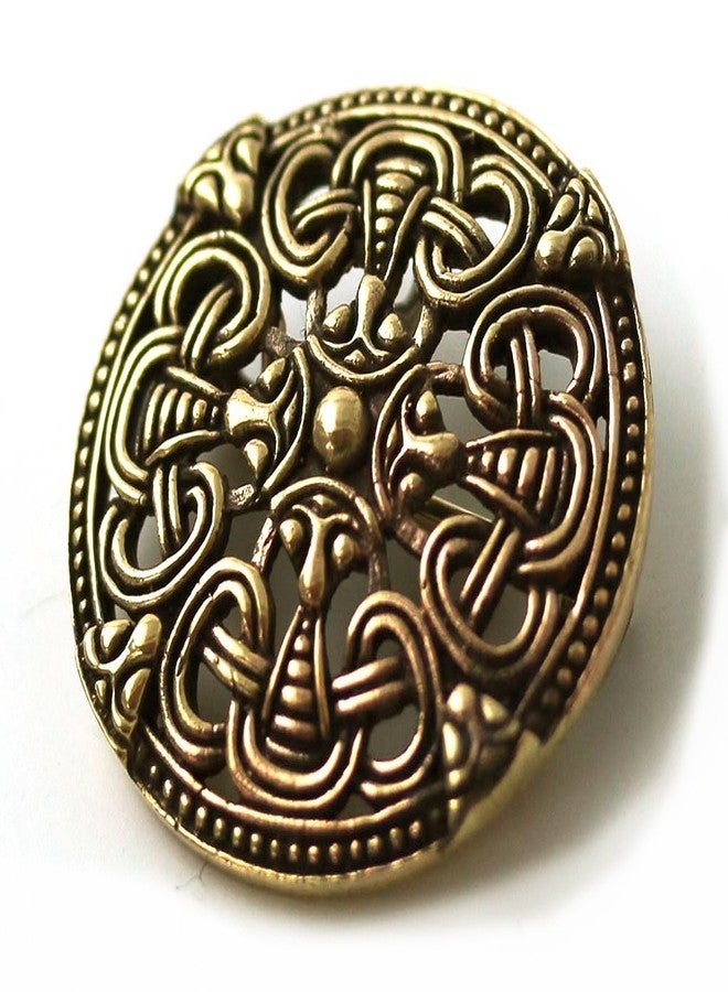 LynnAround Bronze Gold Viking Shield Brooches,Clothes Fasteners - Cloak, Shawl, Scarf Pin, Norse Vintage Jewelry - Image 2