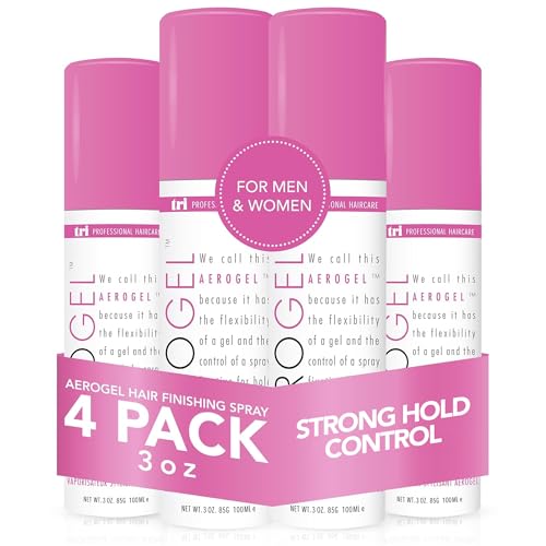 TRI Design Aerogel Hairspray  Strong Hold Hair Finishing Spray for Volumizing  Control Flexible Styling for All Hair Types NonSticky and Scented  For Women and Men  Travel Size Pack of 4 3 Oz
