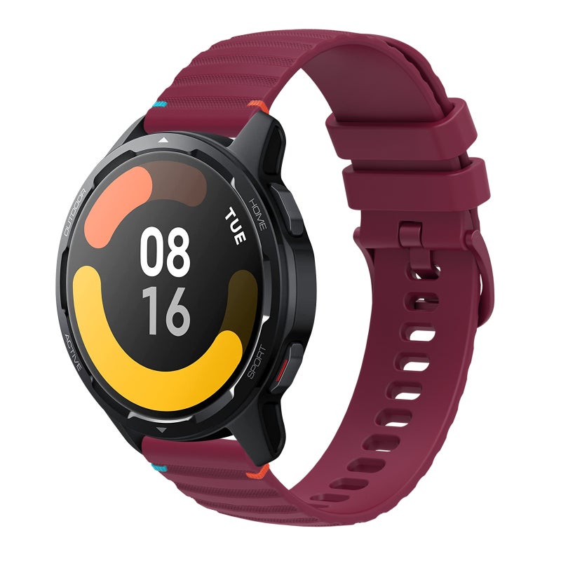 سوار ساعة شاومي واتش S1 أكتيف من السيليكون بخياطة منقط مموجة مقاس 22 مم (أحمر) - Image 1