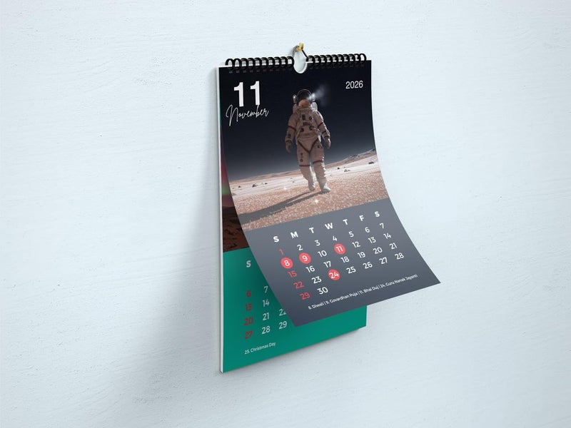 AccuPrints® Wall Calendar 2026 Planner-Size (14 x 20) inch For Office Home Table New Year Hanging Kids (35.5 x 50) cm- (Astronaut-01) - Image 4