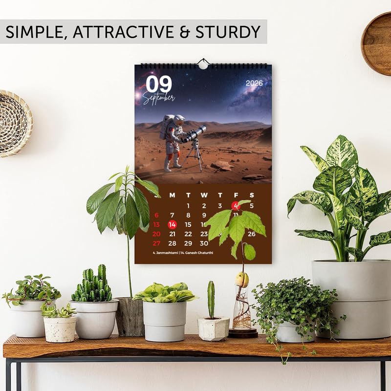 AccuPrints® Wall Calendar 2026 Planner-Size (14 x 20) inch For Office Home Table New Year Hanging Kids (35.5 x 50) cm- (Astronaut-01) - Image 3