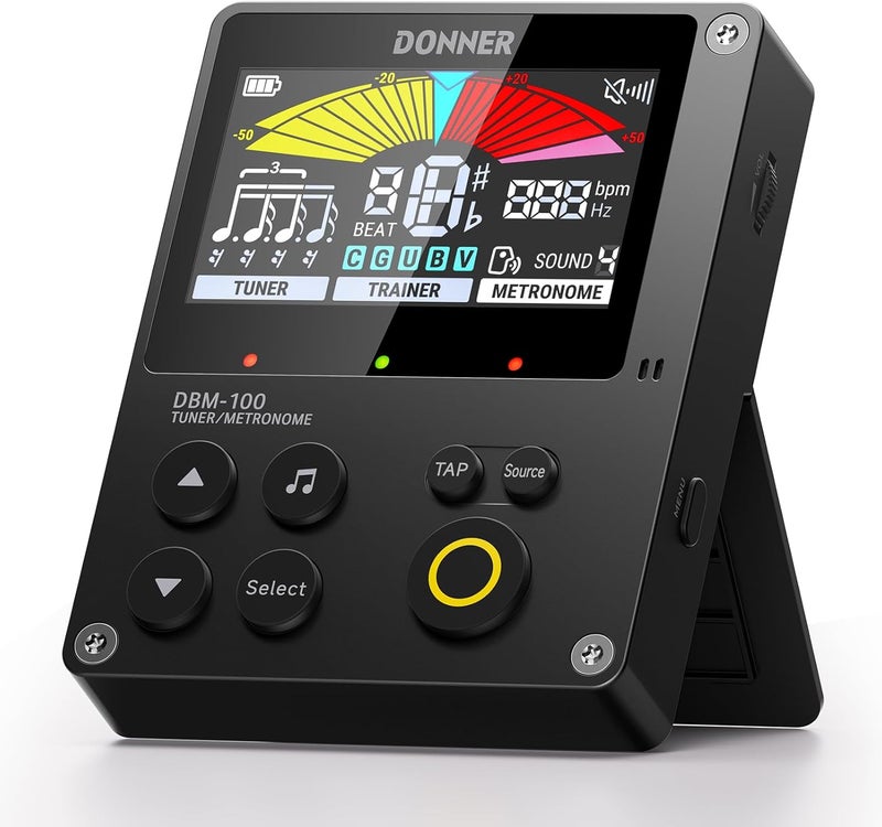 Donner DBM-100 Rechargeable Metronome Tuner - 3 in 1 Digital Tuner for Guitar, Bass, Ukulele, Violin, Trumpet, Flute - Image 1