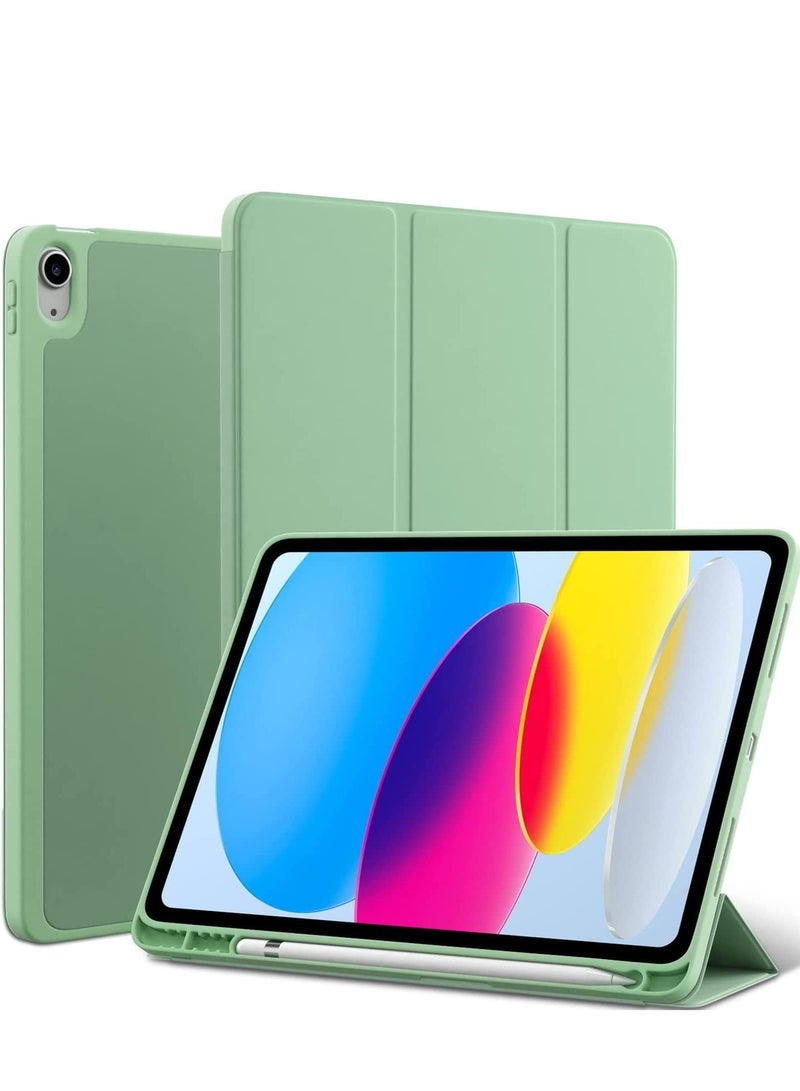 ELTRAZONE Smart Auto Wake/Sleep Cover with Built-in Pencil Holder - Trifold Case for Apple iPad 10th Generation (Model A2696 A2757) - Matcha Green - Image 1