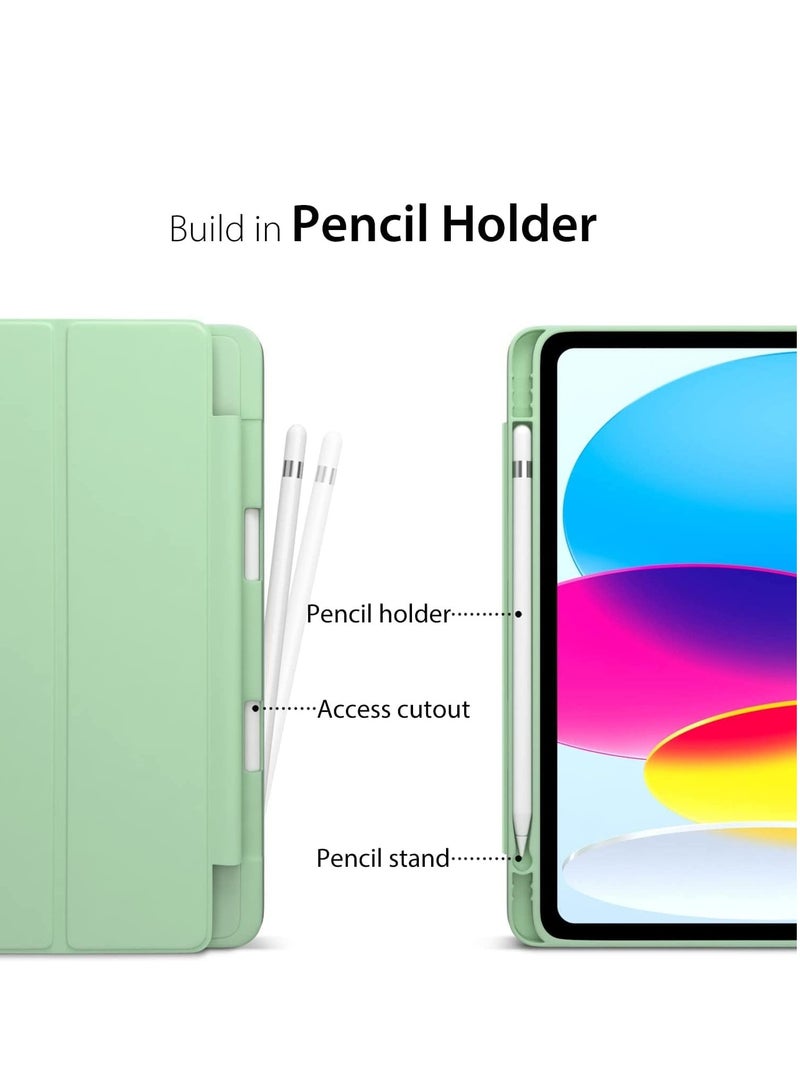 ELTRAZONE Smart Auto Wake/Sleep Cover with Built-in Pencil Holder - Trifold Case for Apple iPad 10th Generation (Model A2696 A2757) - Matcha Green - Image 5